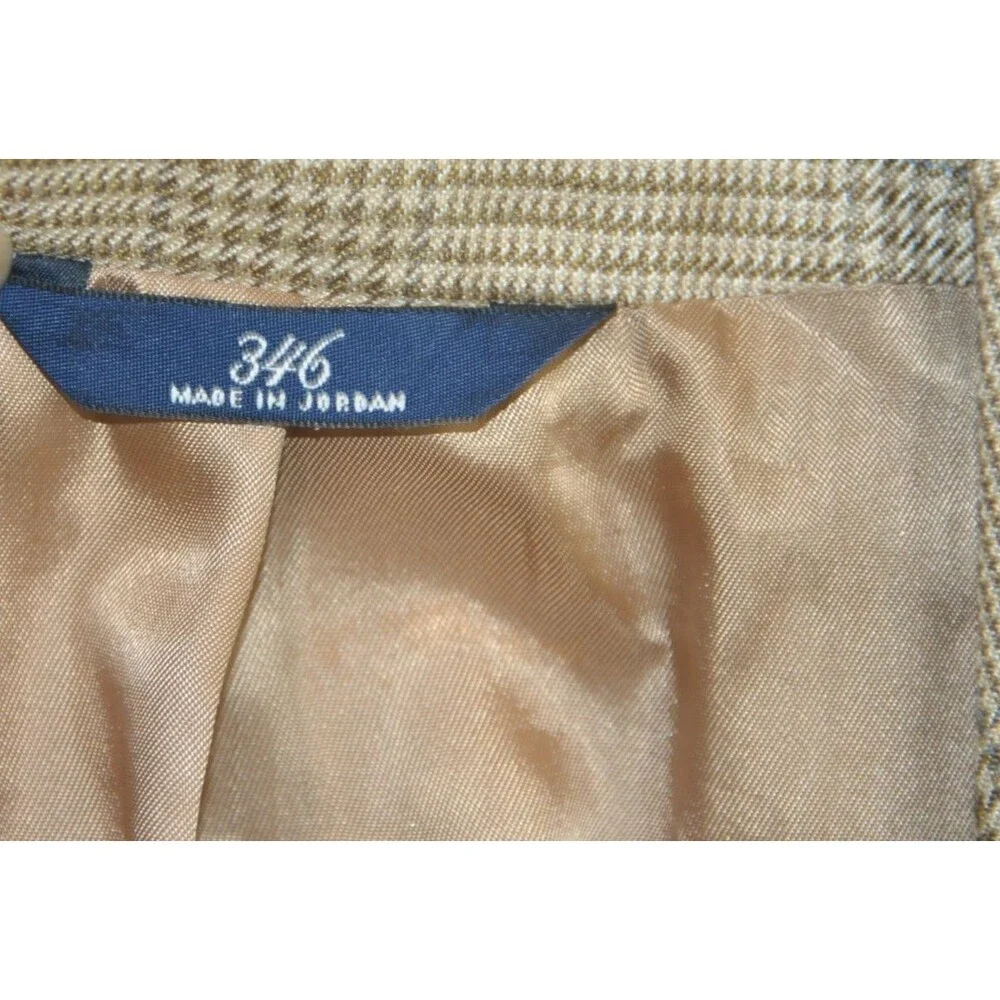 Brooks Brothers 346 Men's Sport Coat Blazer Brown Plaid  42 LG Silk/Wool / Linen